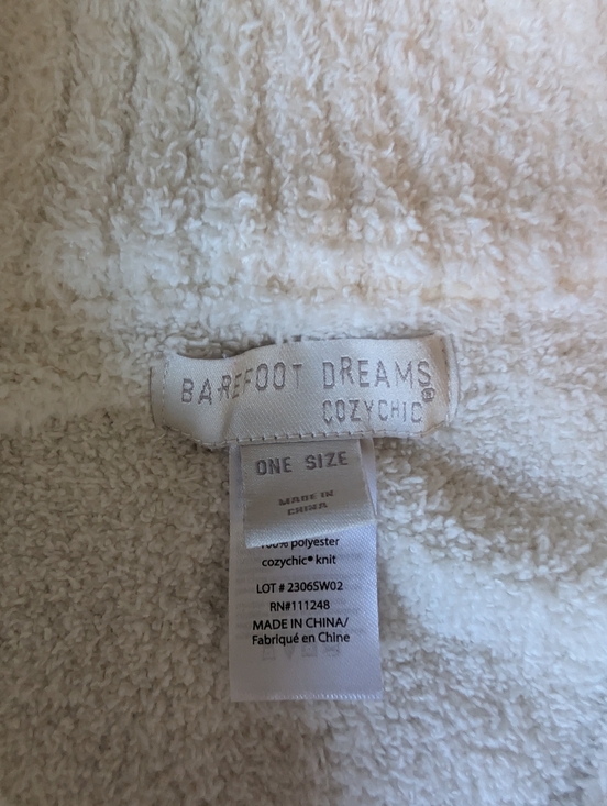 Barefoot Dreams CozyChic Quarter Zip Poncho in Cream Stone Stripe One Size - Picture 6 of 10